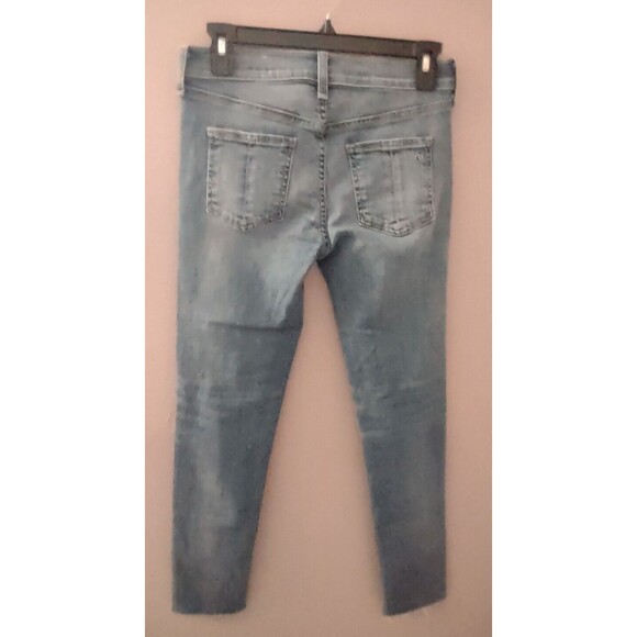 Rag & Bone Womens Size 27 High Rise Ankle Skinny Jeans Levee Blue Frayed Ankle - Picture 4 of 14
